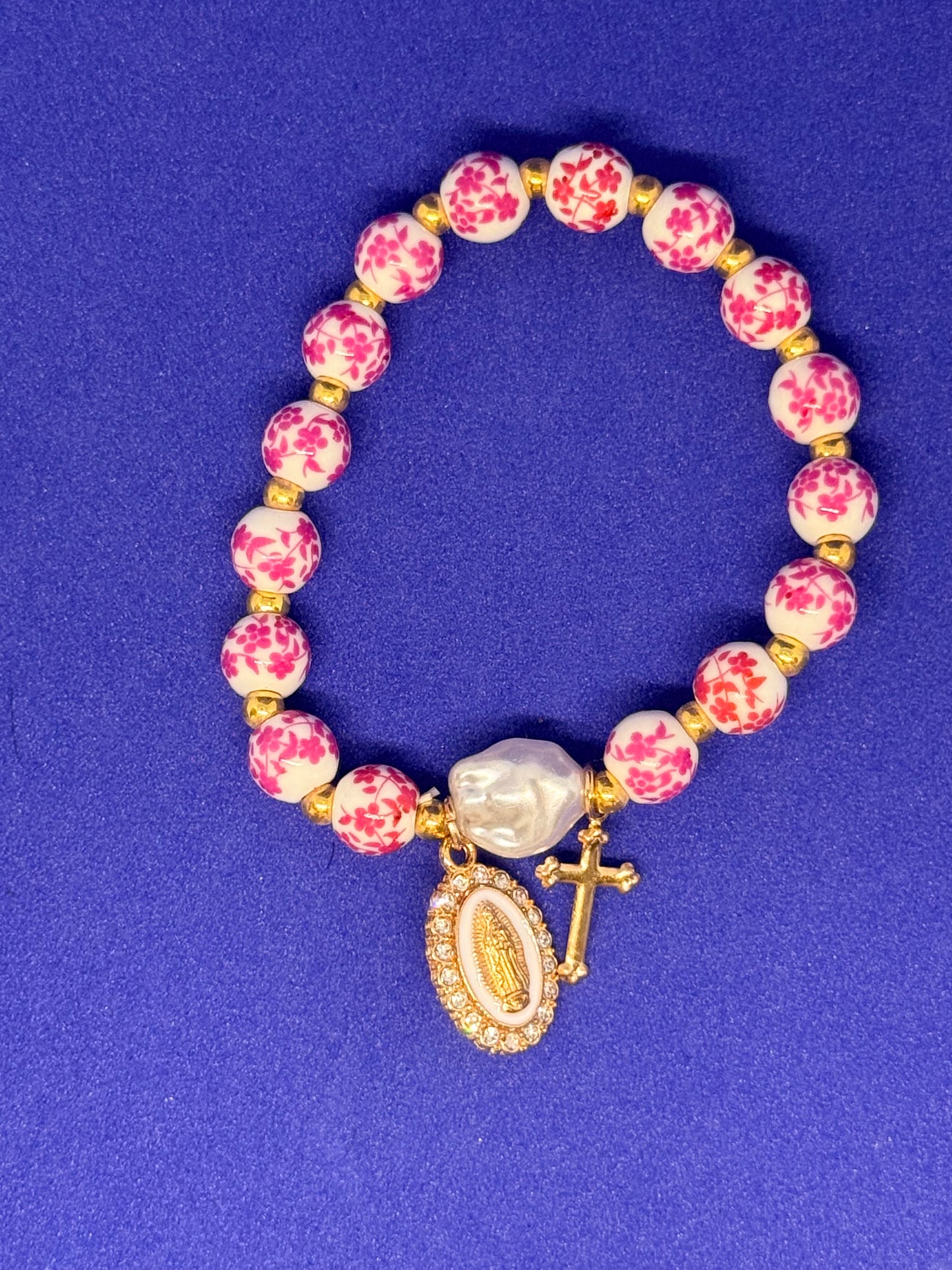 Pink ceramic beard bracelet