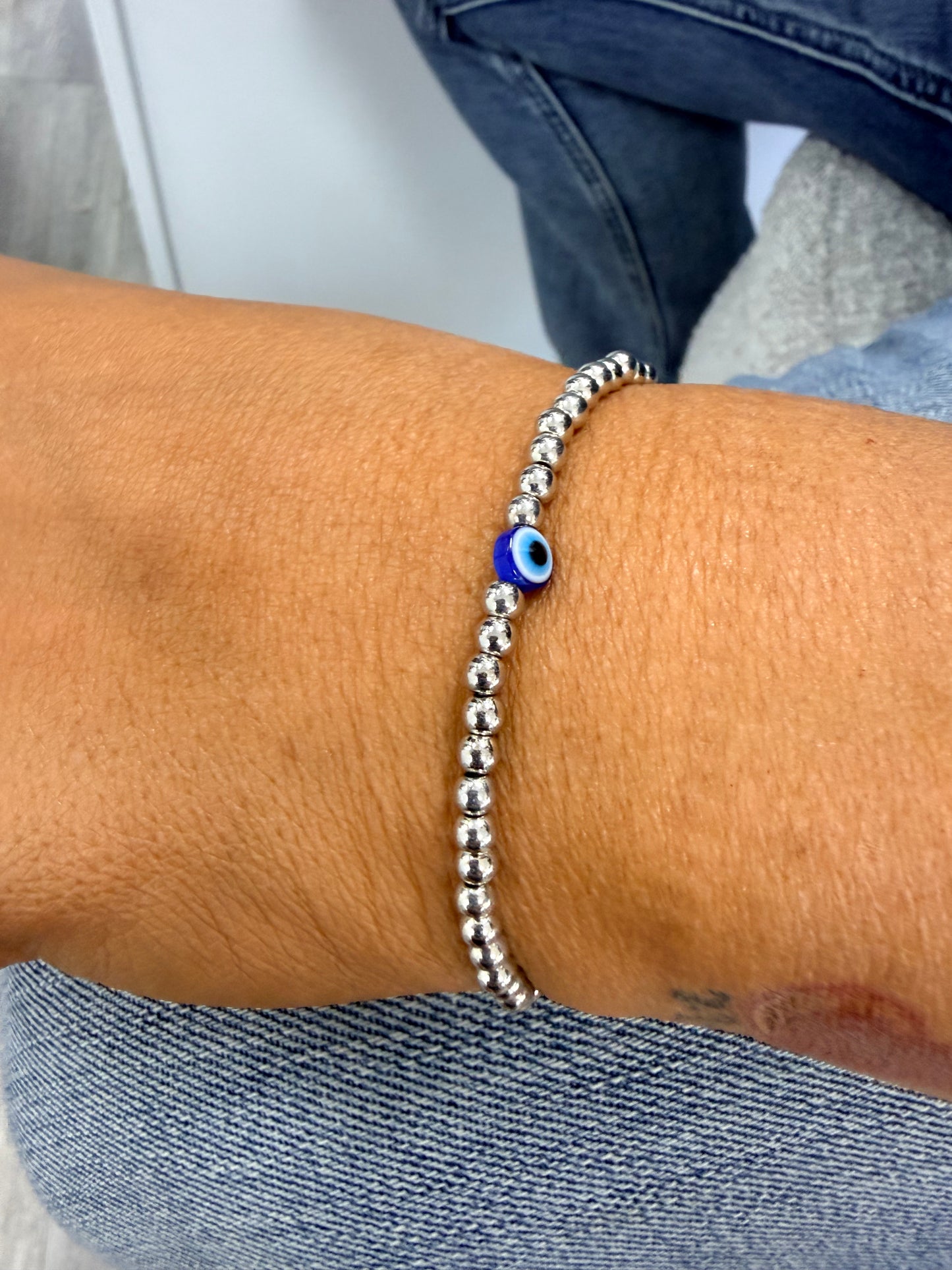 Jjs silver evil eye with horn