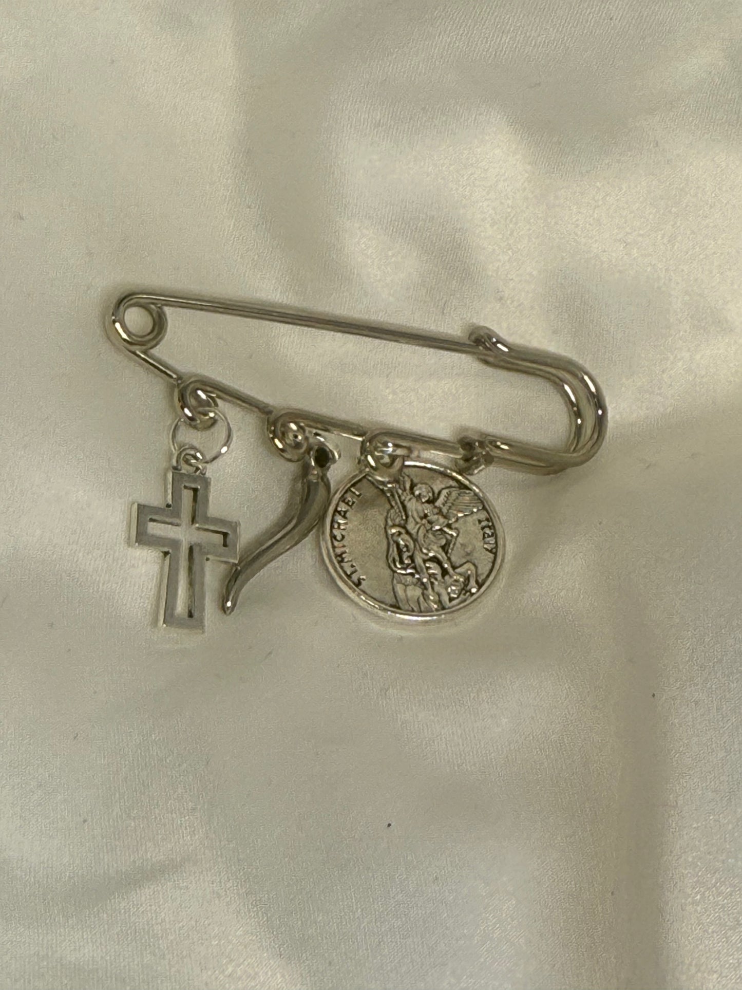Silver pin guardian angel