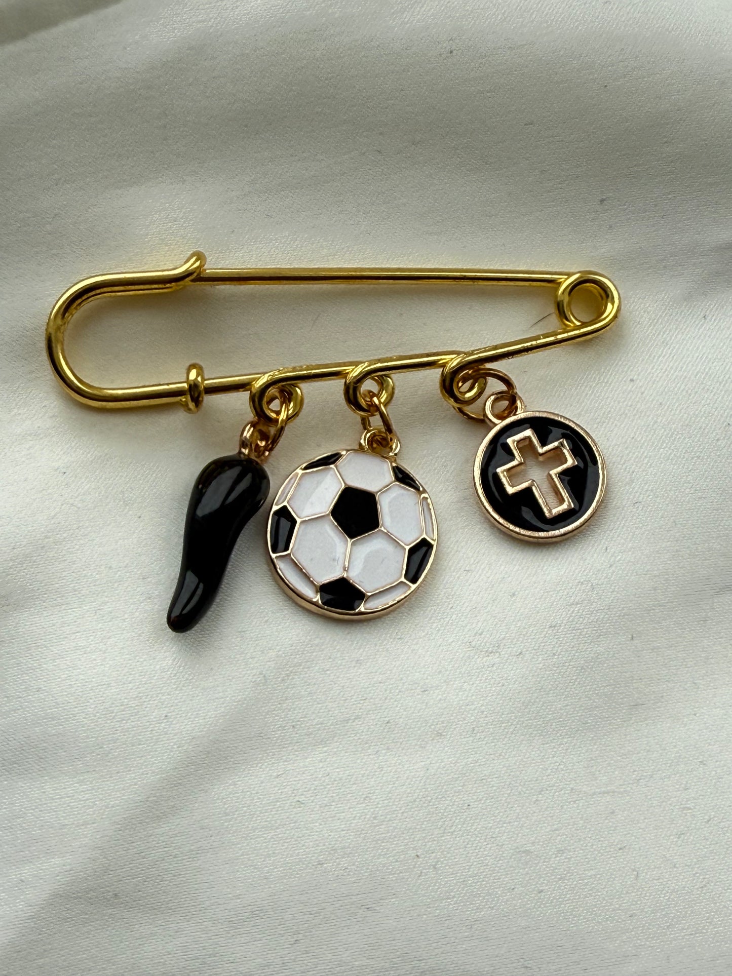 Protect our soccer player pin
