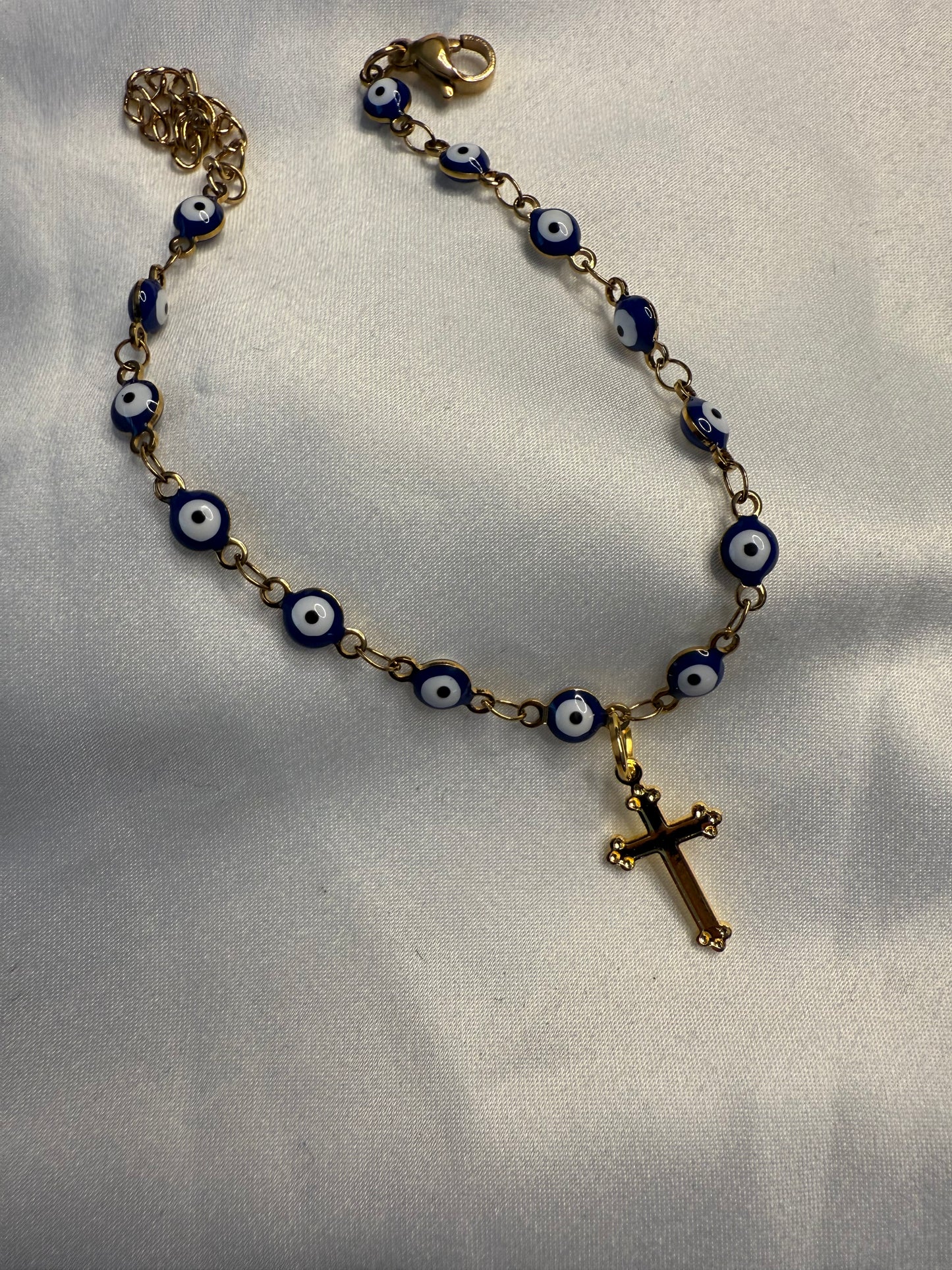Evil eye gold car rosary /bracelet
