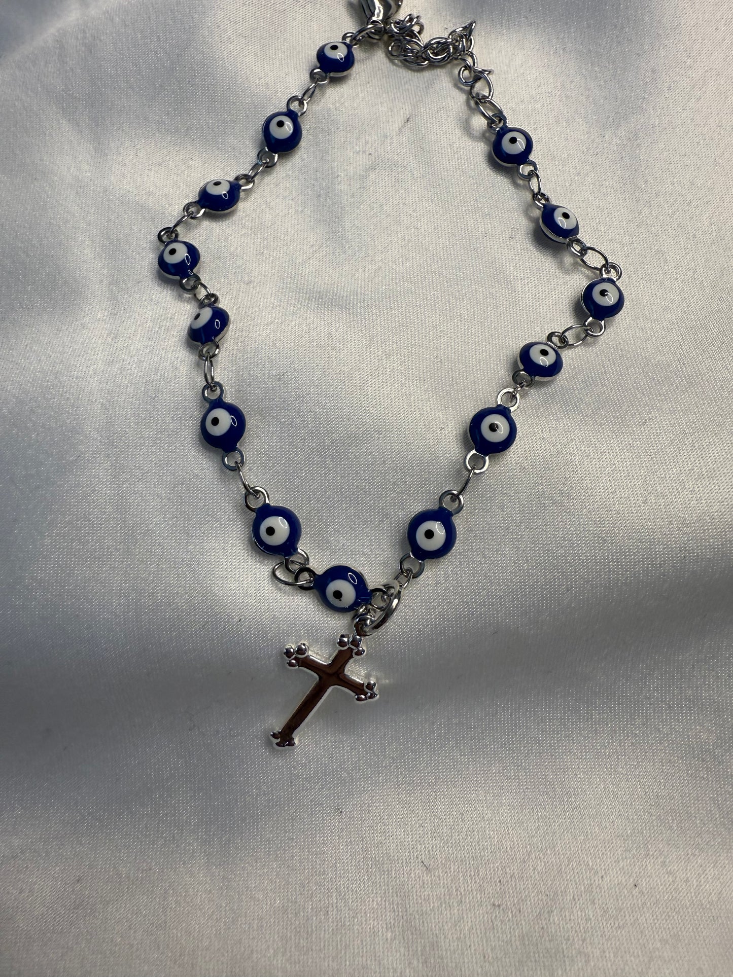 Evil eye silver car rosary/bracelet