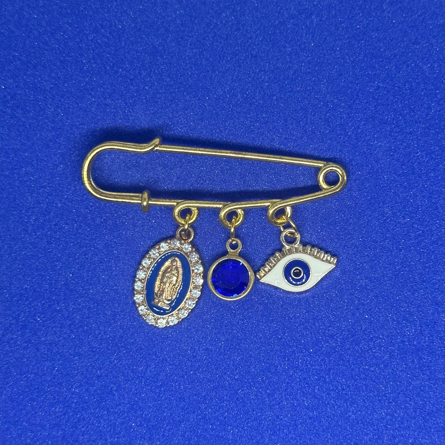 Gold and blue protection pin