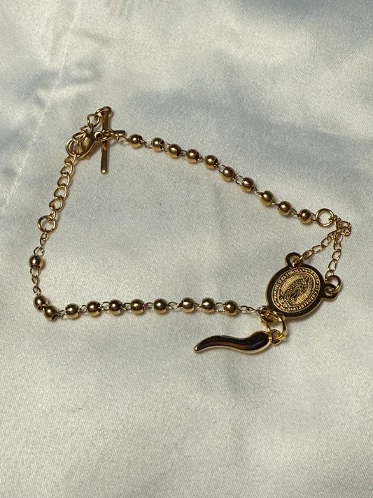 Gold colored car rosary/bracelet