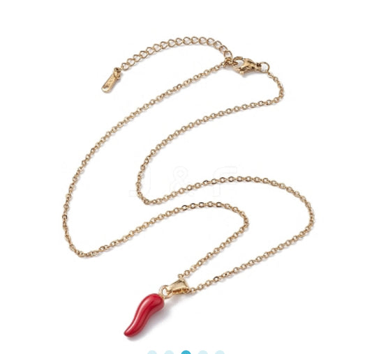 Red Italian horn necklace