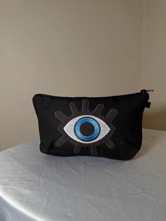 Black evil eye make up bag