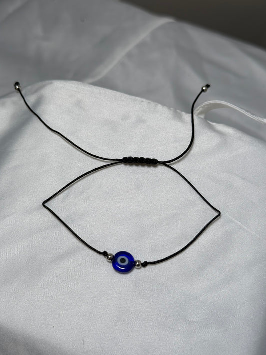 Black string evil eye bracelet