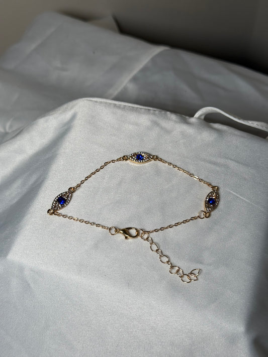Gold evil eye ankle bracelet