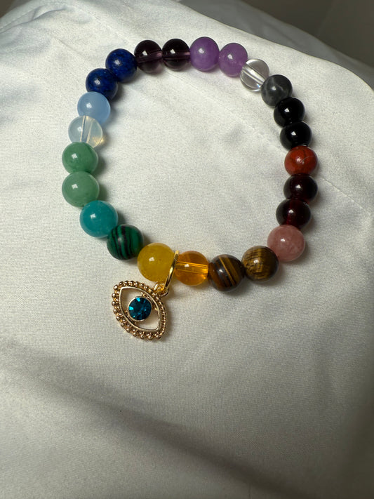 Chakra evil eye bracelet