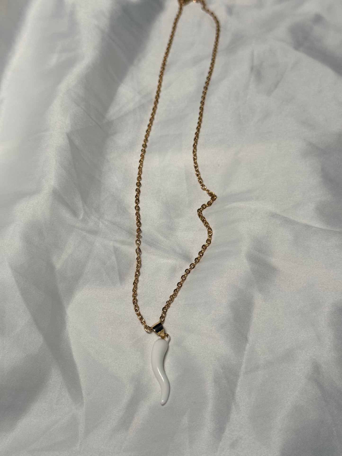 White Italian horn necklace