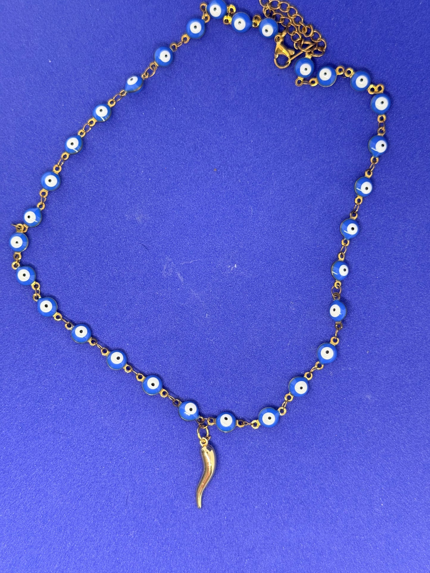 Evil eye necklace with Italian horn