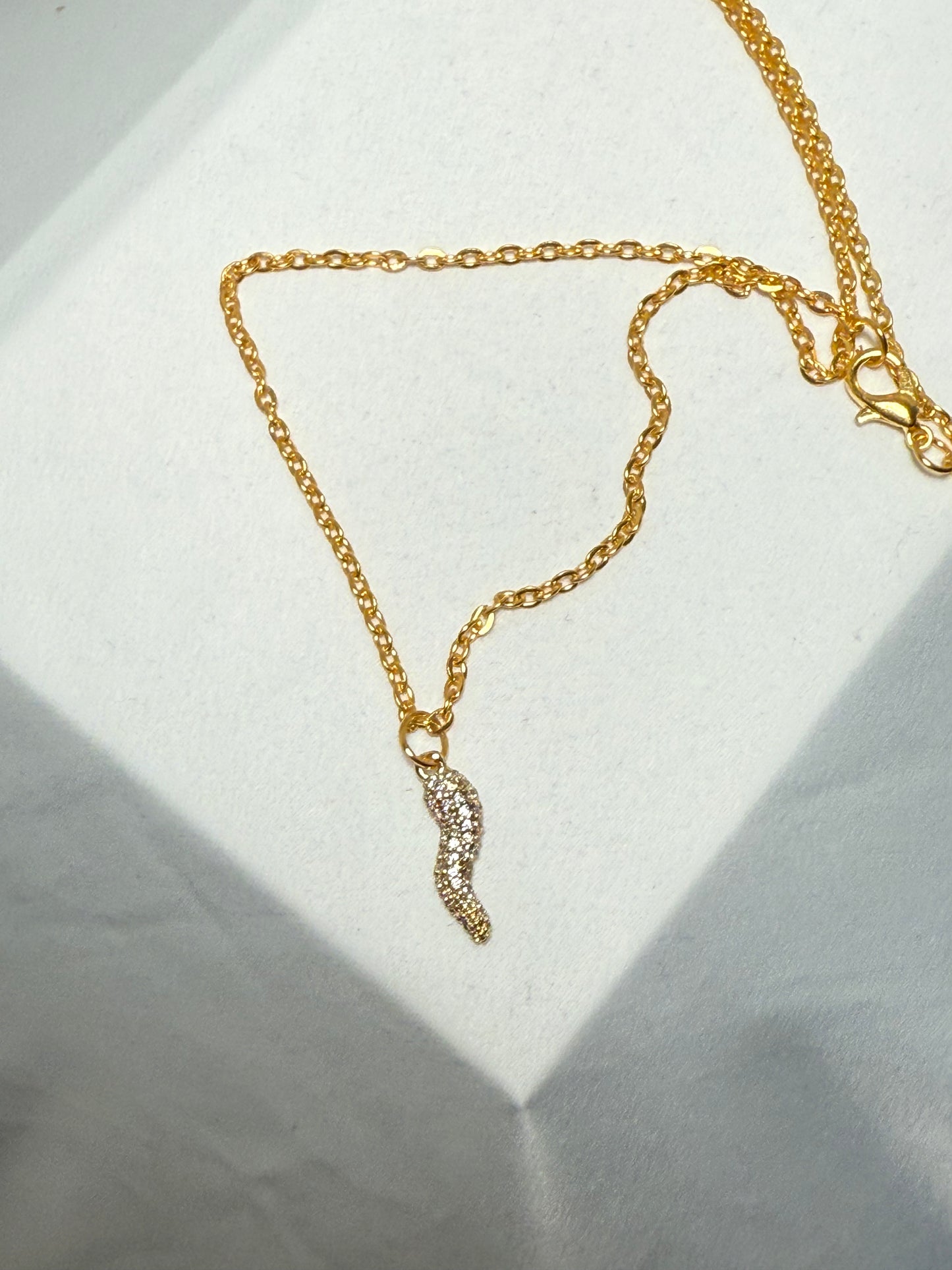 Rhinestone horn necklace