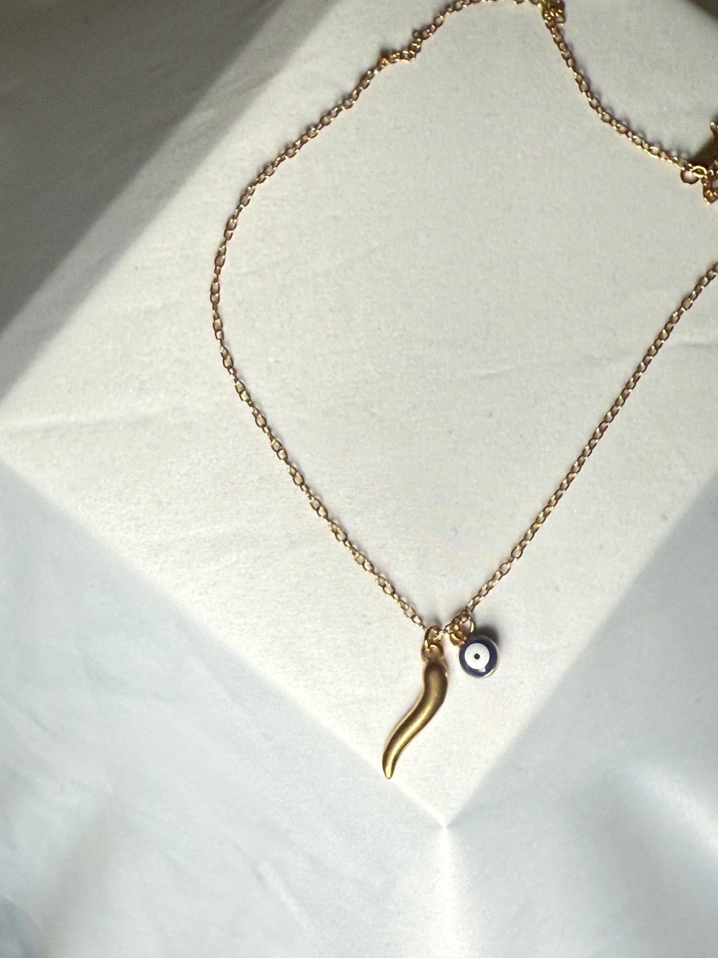 Italian horn evil eye necklace