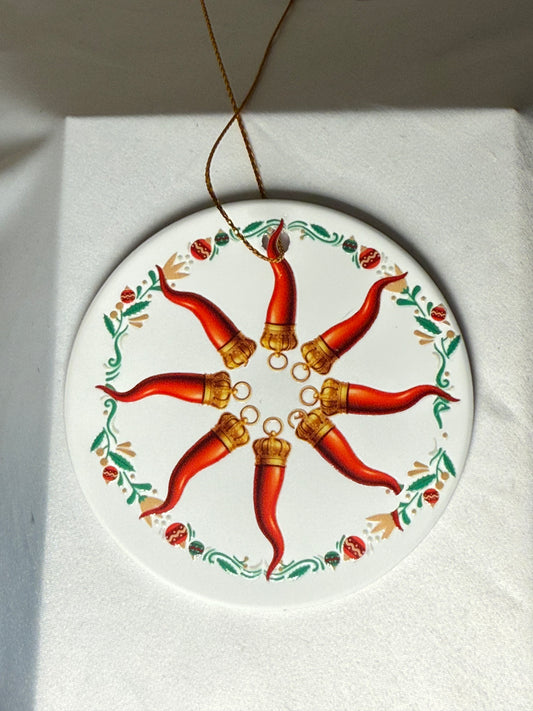 Horns with Christmas garland ornament