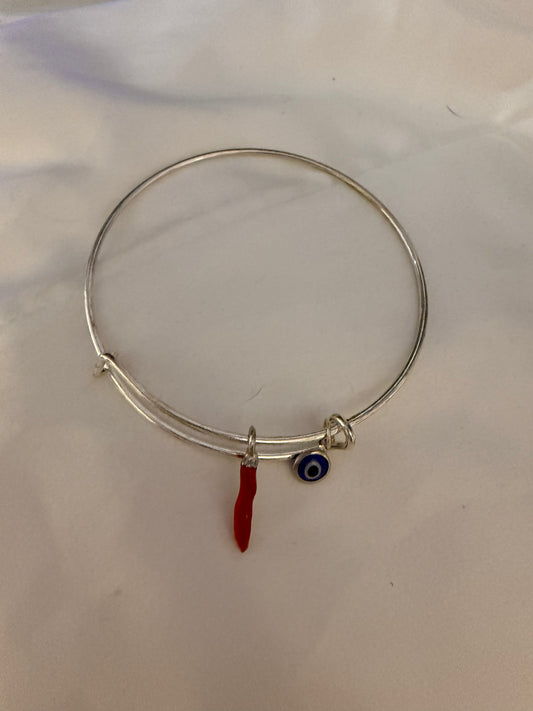 Silver red horn evil eye