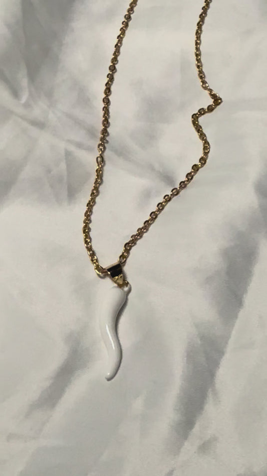White Italian horn necklace